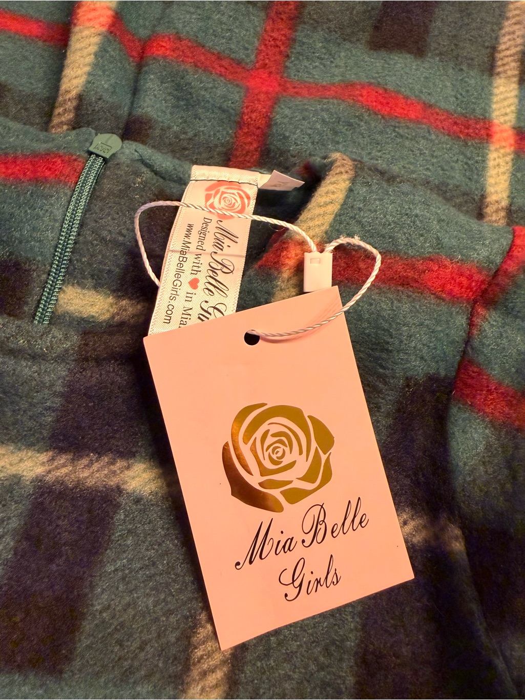 Nwt Mia Belle Girls Classic Green Plaid Holiday Dress With Ruffle Sleeves - Kids — image 6 of 8
